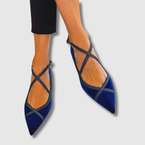Molly™ | Blue Cross-Strap Flats