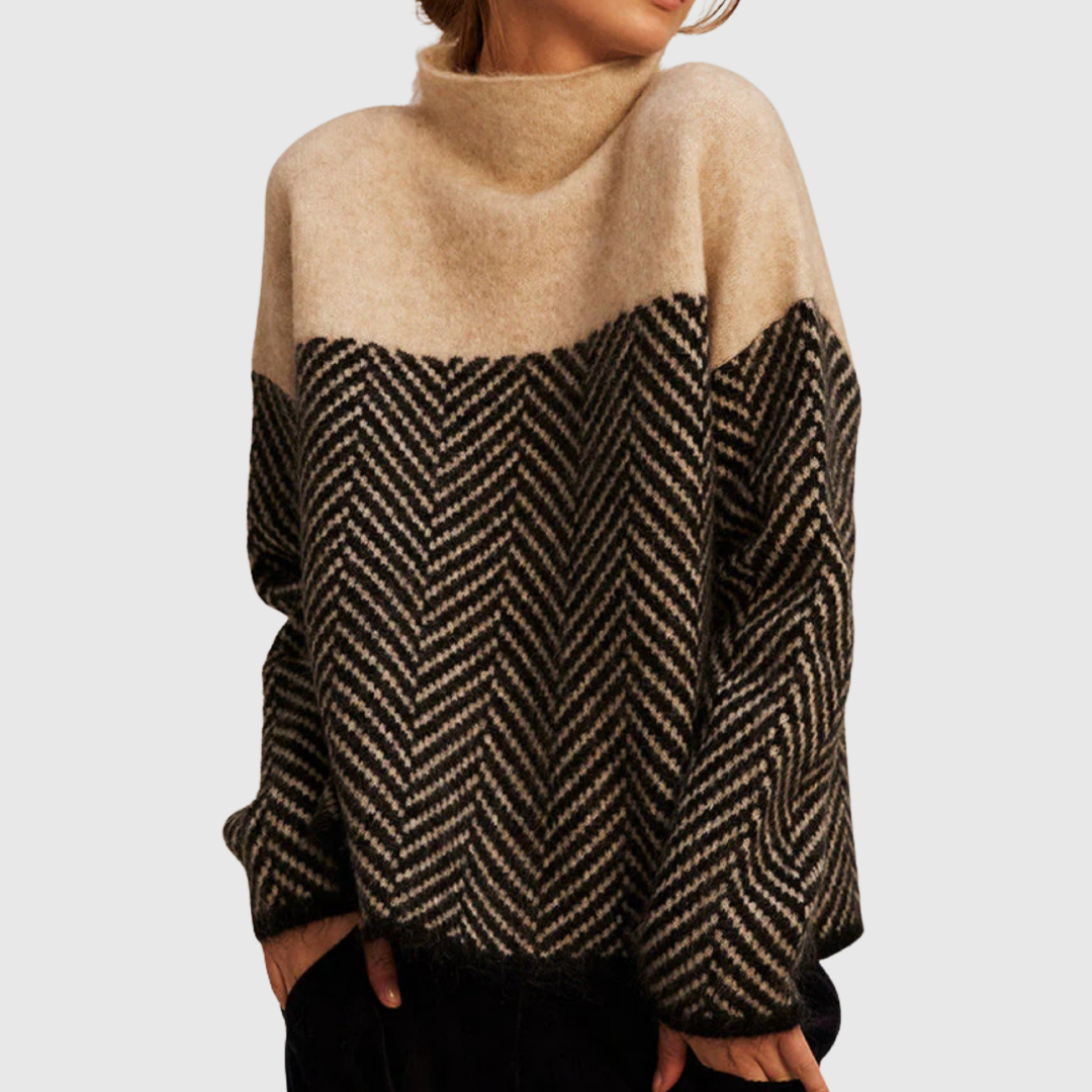 Peggy™ | Zigzag Funnel Neck Jumper