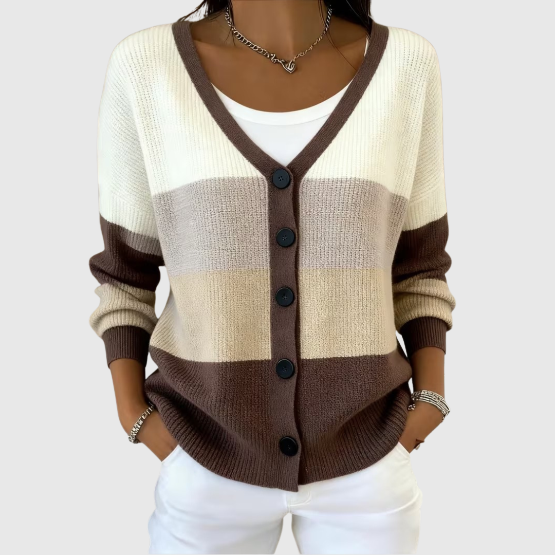 Sonia™ | Colour Block Button Cardigan