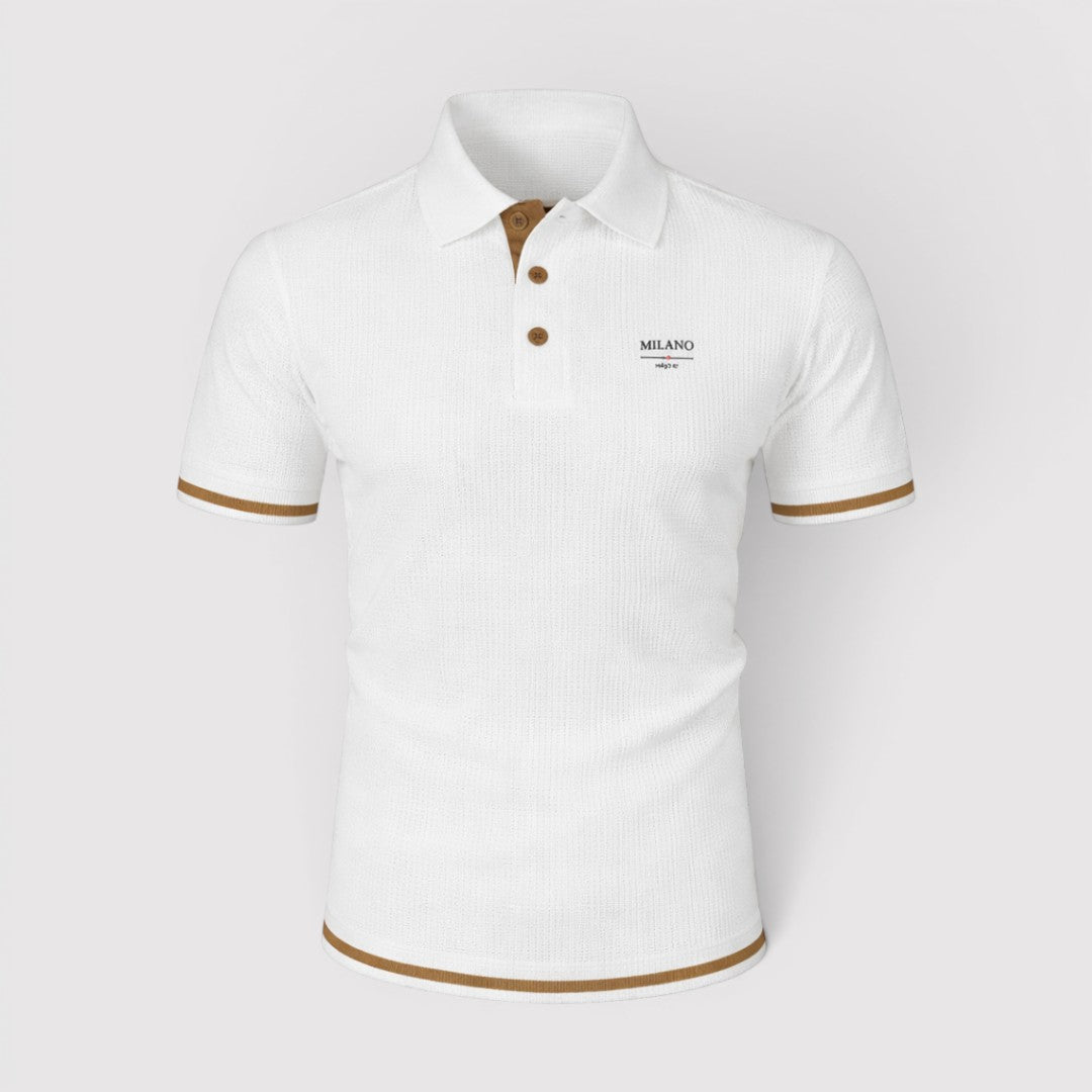 Michael Sydney men's waffle texture polo shirt, front view