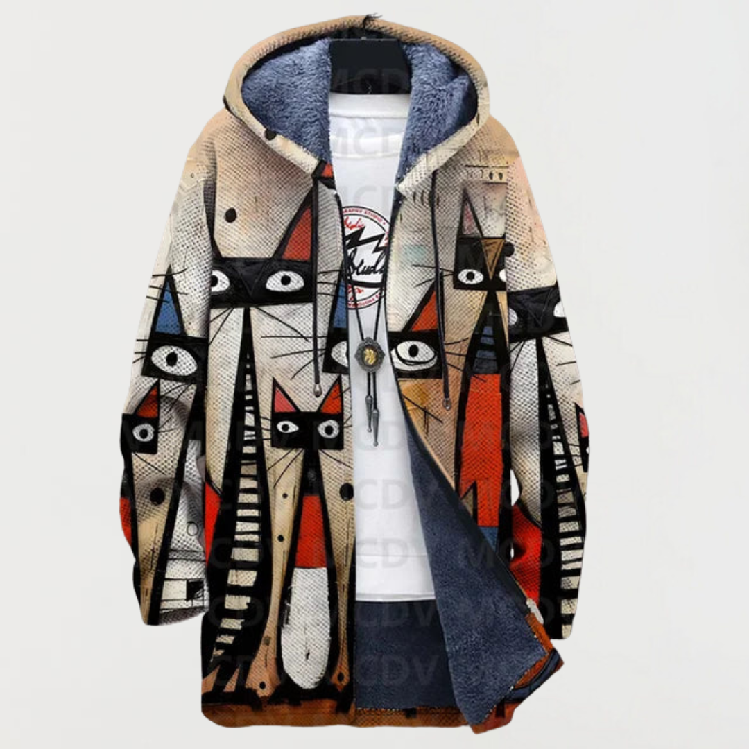 Rosanna™ | Hooded Jacket with Cat Collage