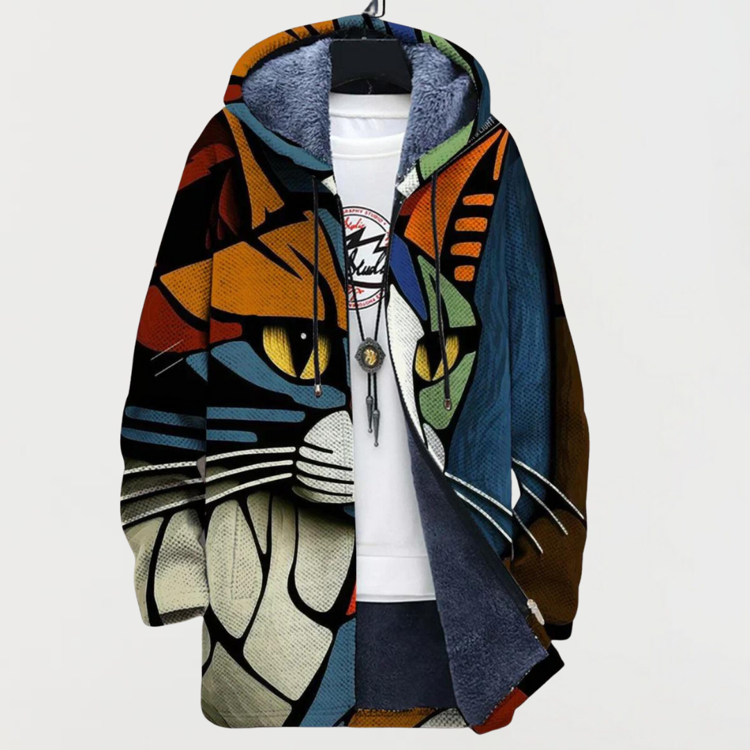Leona™ | Hooded Jacket with Cat Art