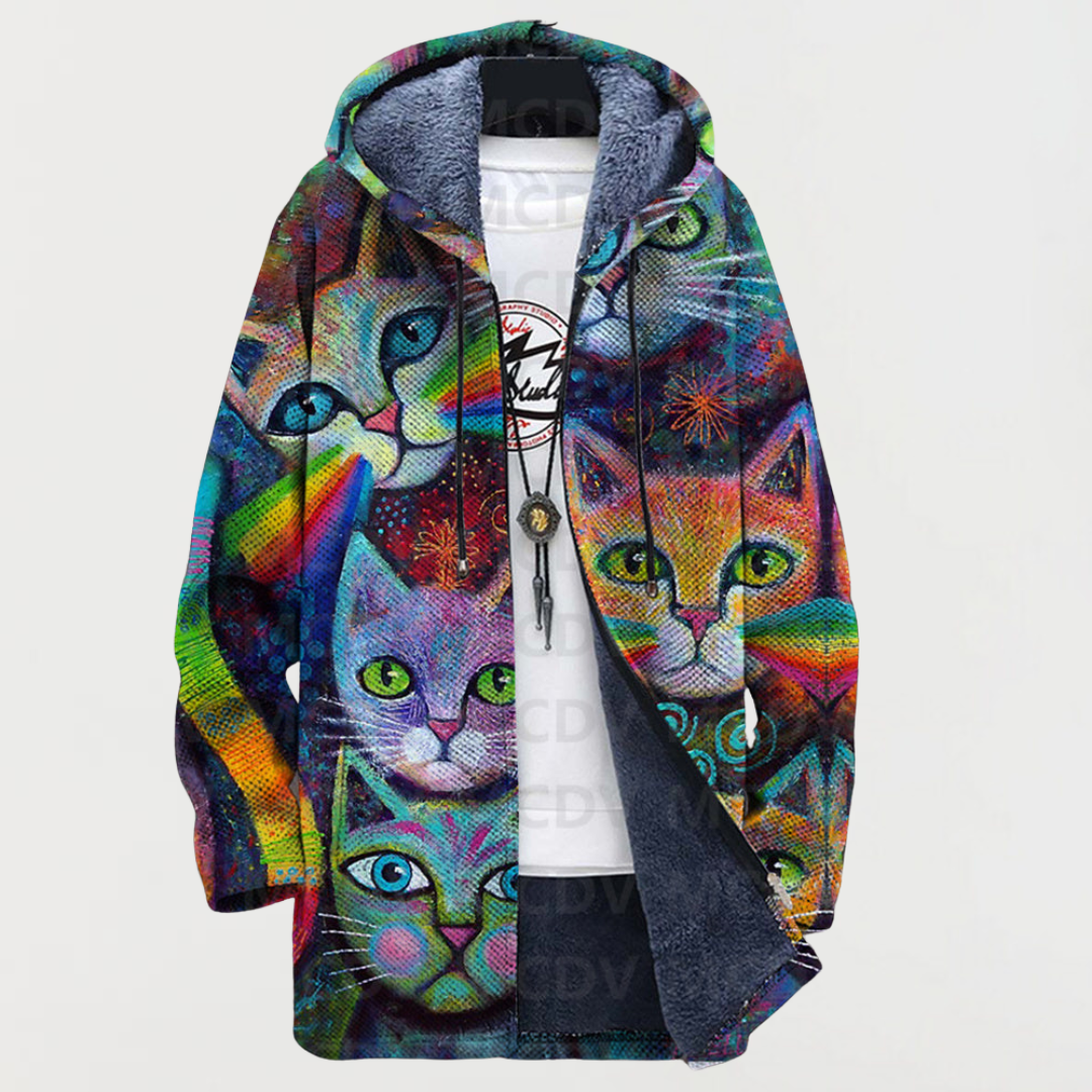 Edna™ | Hooded Jacket with Colourful Cats