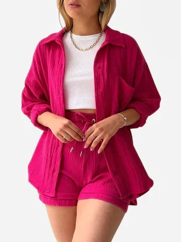 Crystal™ | Button Shirt & Shorts Set