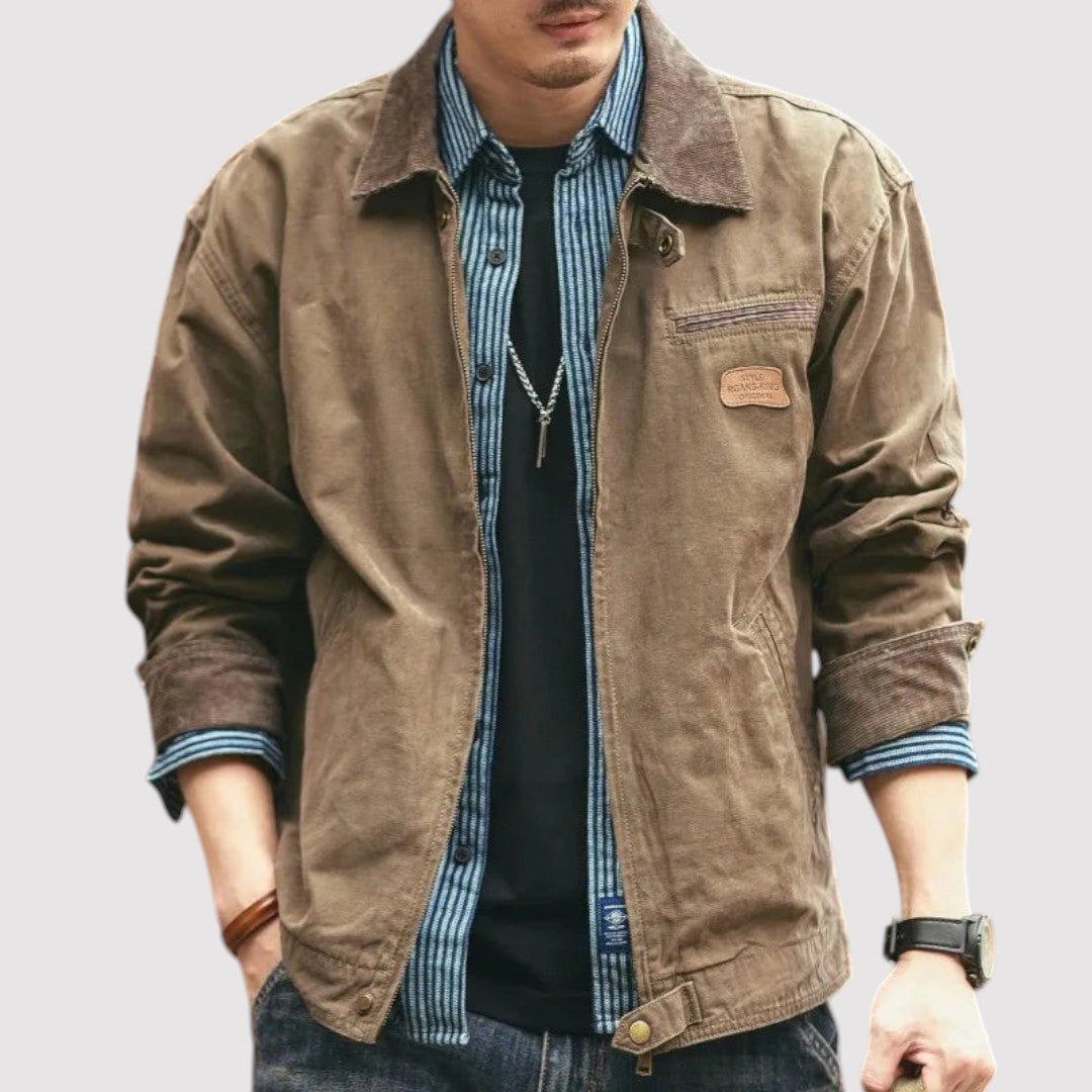 Michael Sydney men's vintage cargo jacket, front view