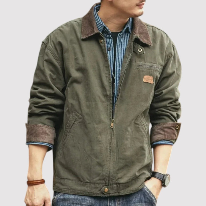 Michael Sydney men's vintage cargo jacket, front view