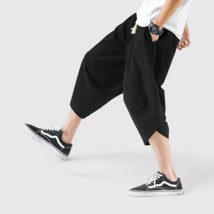 Michael Sydney men's wide-leg cropped pants, front view