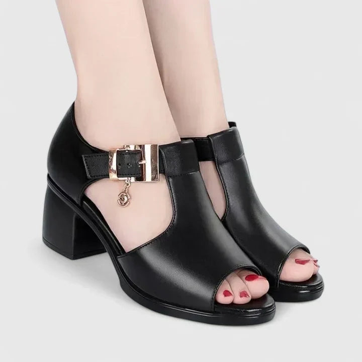 Ashley™ | Peep Toe Block Heel Sandals