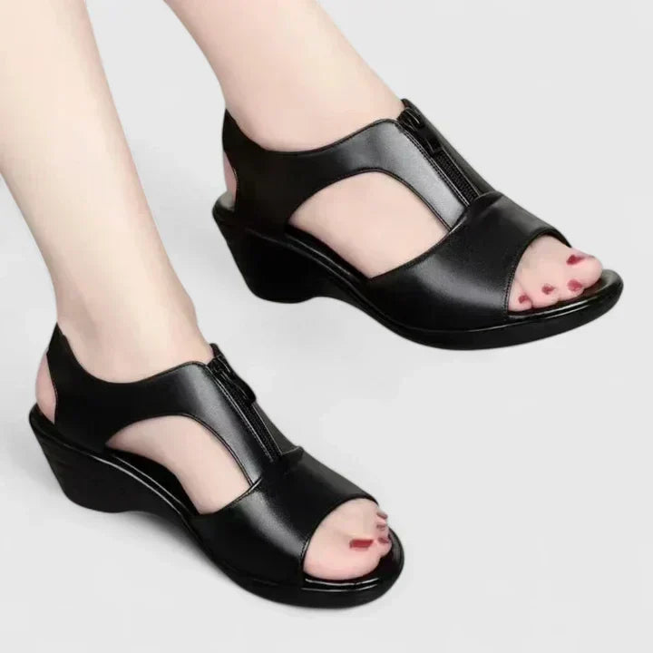 Ashley™ | Peep Toe Block Heel Sandals