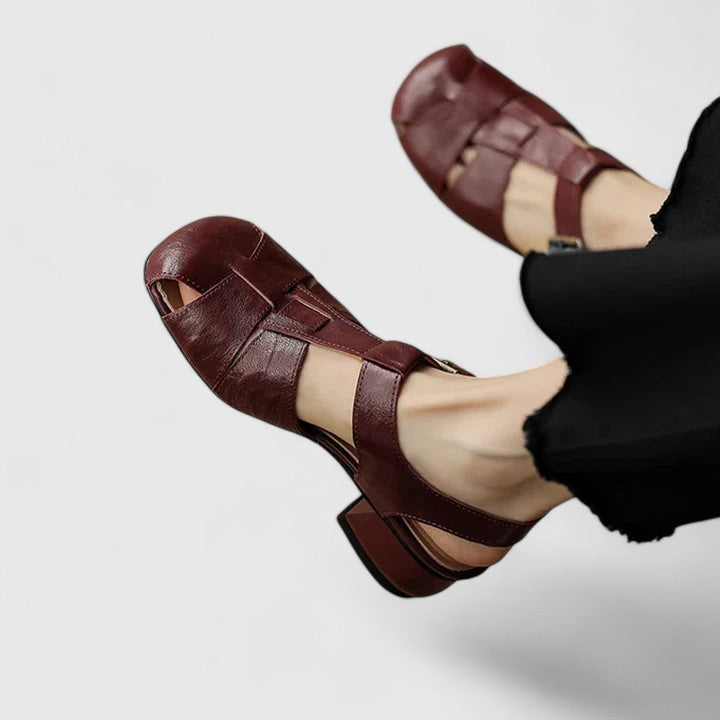 Sarah™ | Closed Toe Block Heel Sandals