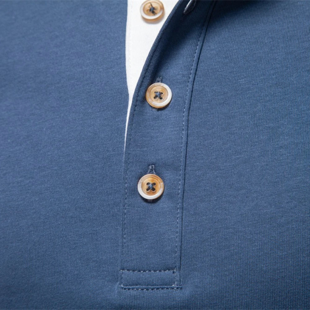 Michael Sydney men's long-sleeve henley top, front view