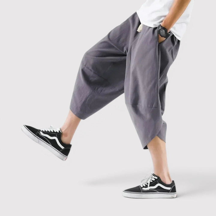 Michael Sydney men's wide-leg cropped pants, front view