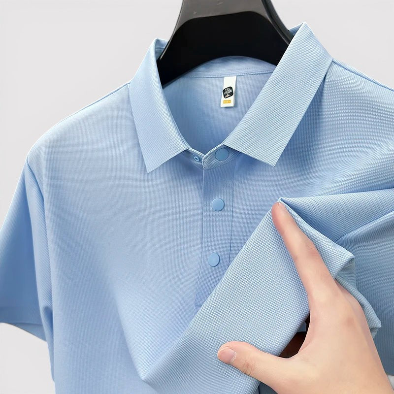 Michael Sydney men's polo shirt with honeycomb texture, front view
