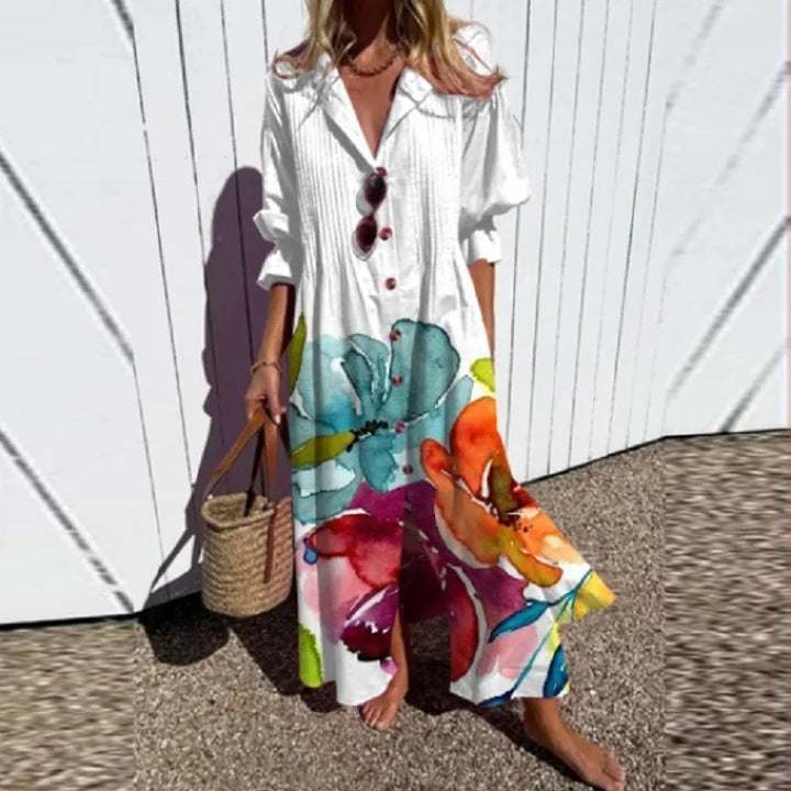 Gail™ | Leaf Print Maxi Dress