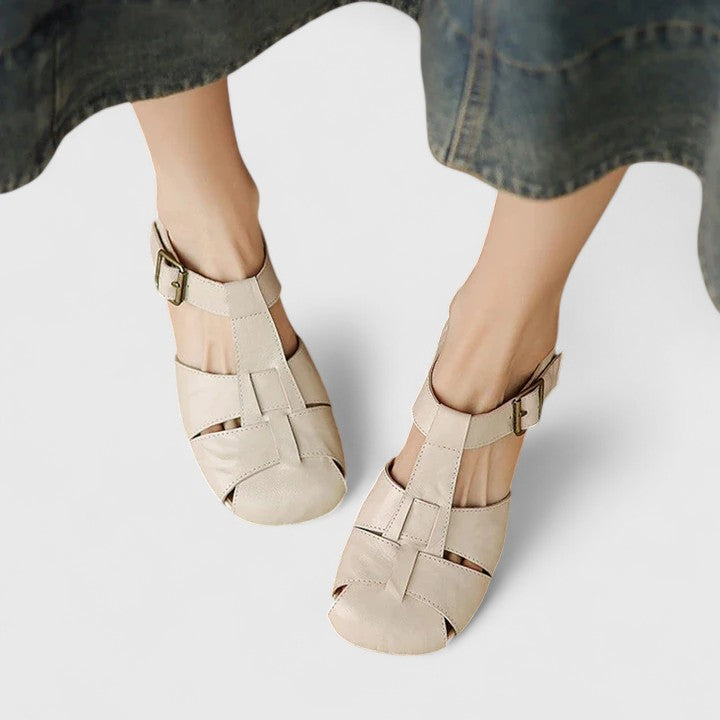 Sarah™ | Closed Toe Block Heel Sandals