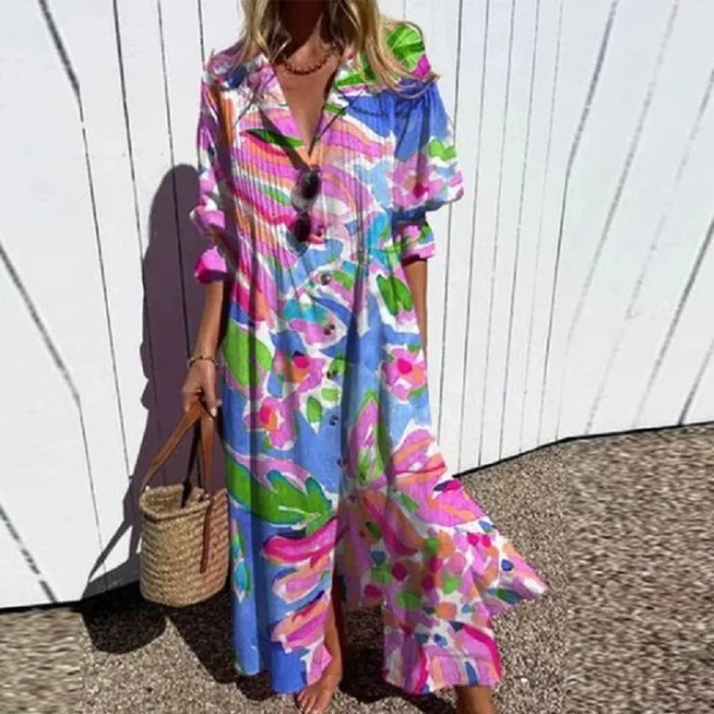 Gail™ | Leaf Print Maxi Dress