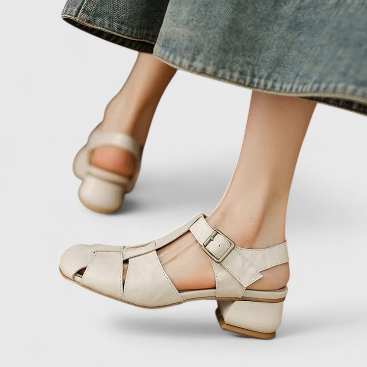 Sarah™ | Closed Toe Block Heel Sandals