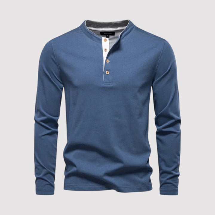 Michael Sydney men's long-sleeve henley top, front view
