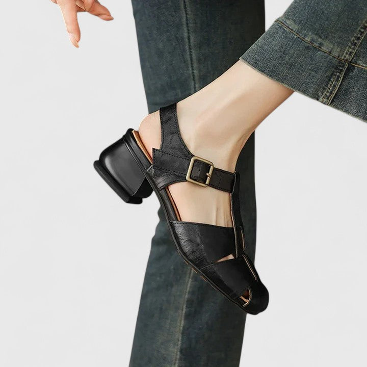 Sarah™ | Closed Toe Block Heel Sandals