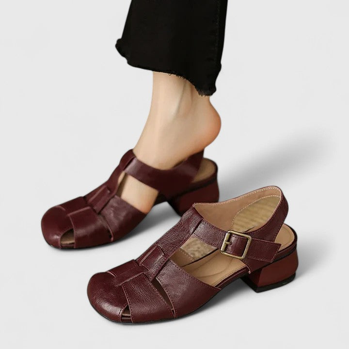 Sarah™ | Closed Toe Block Heel Sandals