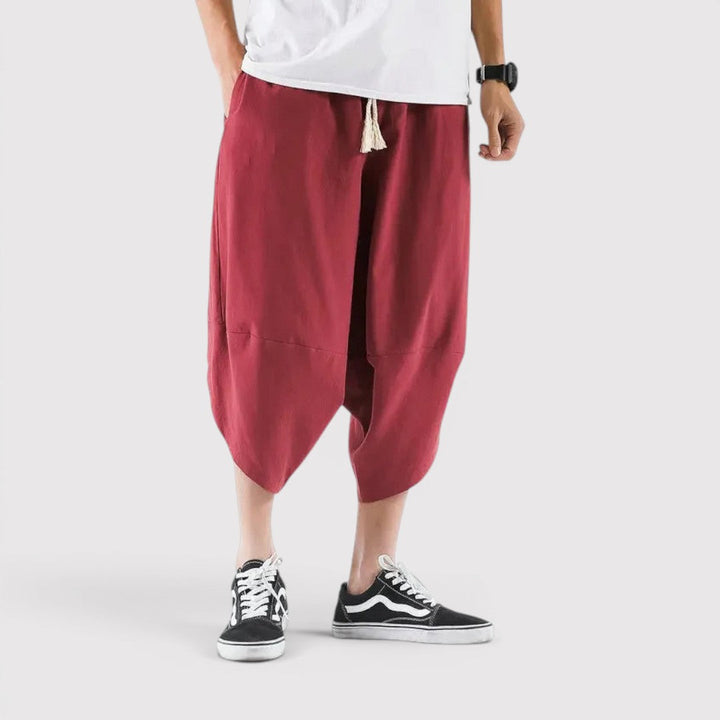Michael Sydney men's wide-leg cropped pants, front view