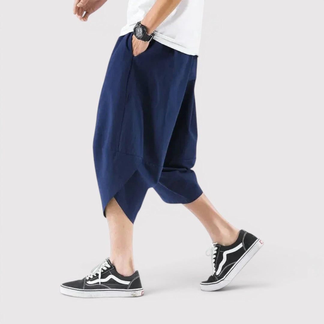 Michael Sydney men's wide-leg cropped pants, front view