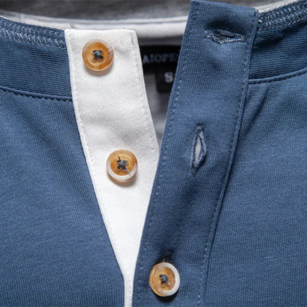 Michael Sydney men's long-sleeve henley top, front view
