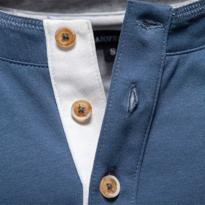 Michael Sydney men's long-sleeve henley top, front view