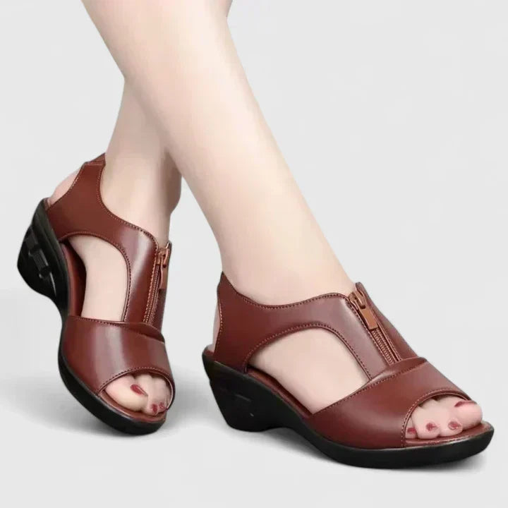 Ashley™ | Peep Toe Block Heel Sandals