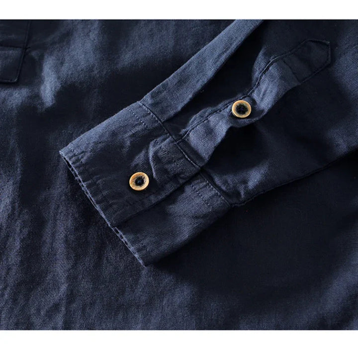 Michael Sydney men's band-collar shirt, front view
