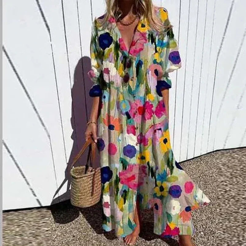 Gail™ | Leaf Print Maxi Dress
