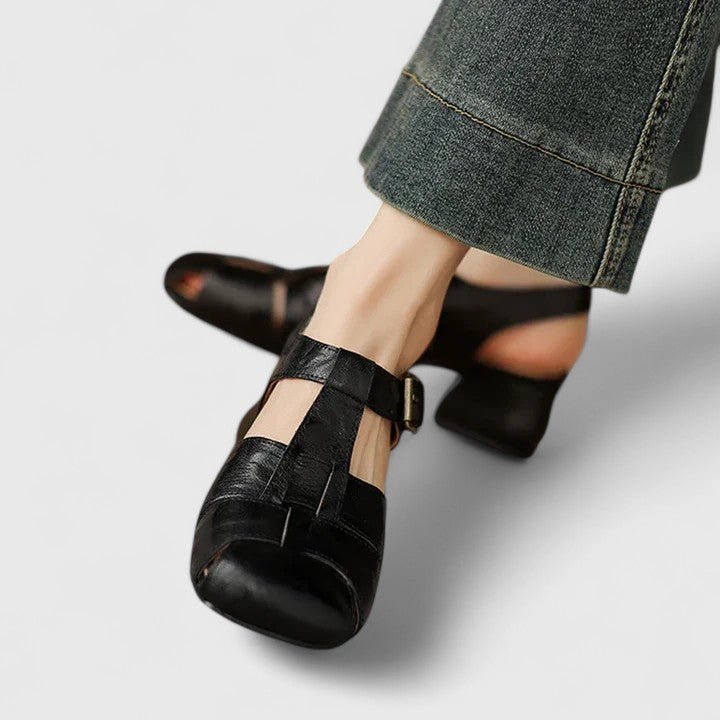 Sarah™ | Closed Toe Block Heel Sandals