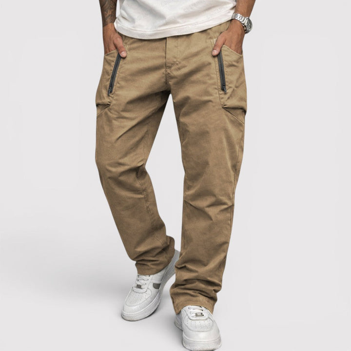 Michael Sydney men's multi-pocket cargo pants, front view