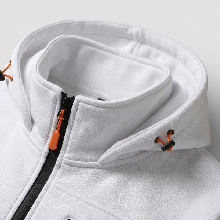 Michael Sydney men's zip hoodie with hood, front view
