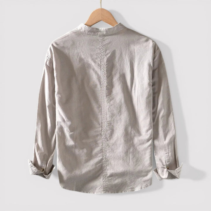 Michael Sydney men's band-collar shirt, front view