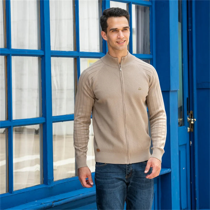Michael Sydney men's Zip cardigan, front view