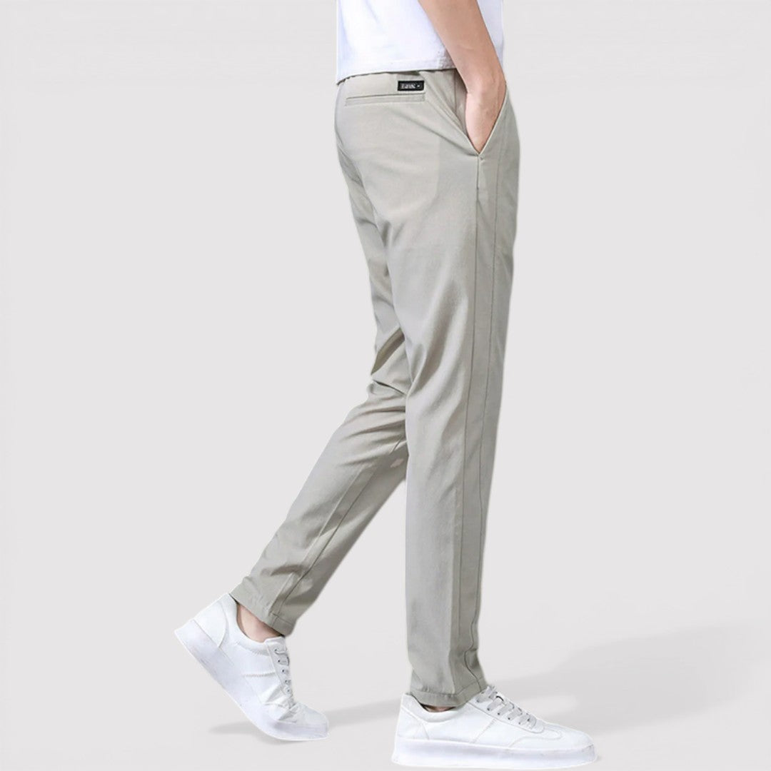 Michael Sydney men's smooth tapered pants, front view