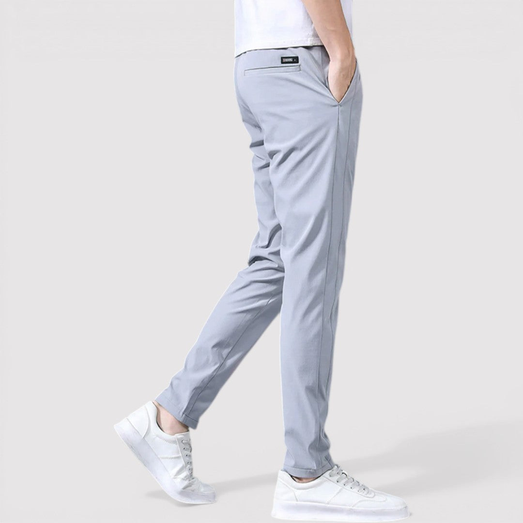 Michael Sydney men's smooth tapered pants, front view