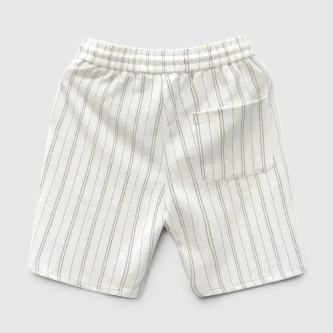 Michael Sydney men's striped shorts with drawstring, front view