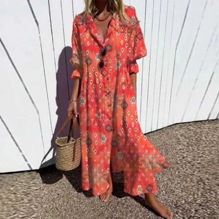 Gail™ | Leaf Print Maxi Dress
