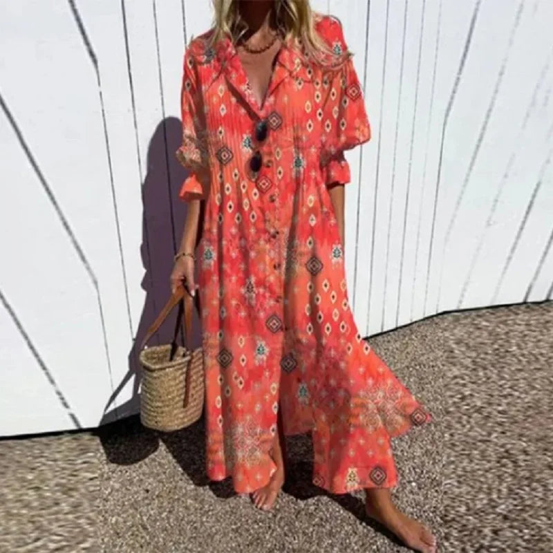 Gail™ | Leaf Print Maxi Dress