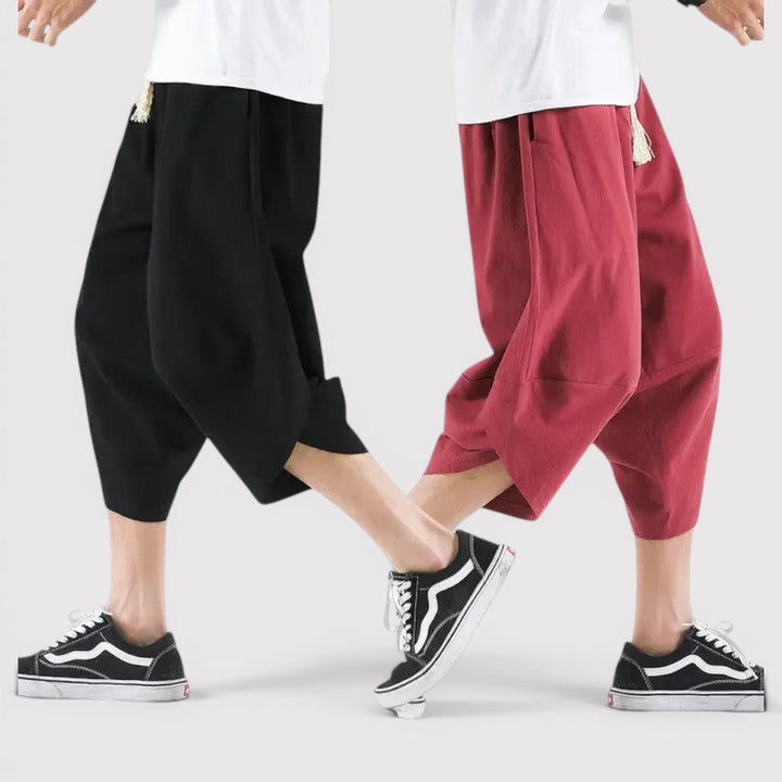 Michael Sydney men's wide-leg cropped pants, front view