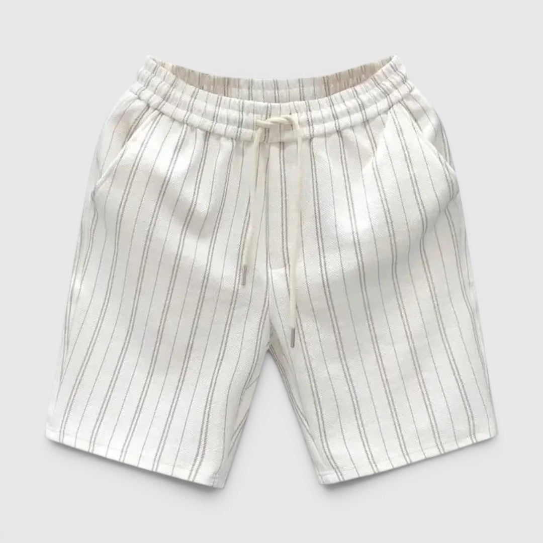Michael Sydney men's striped shorts with drawstring, front view
