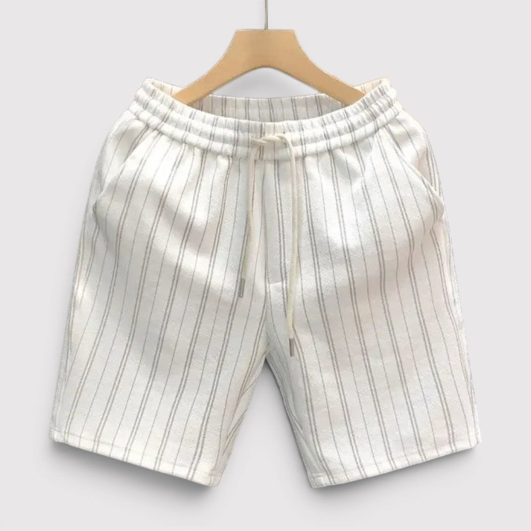 Michael Sydney men's striped shorts with drawstring, front view