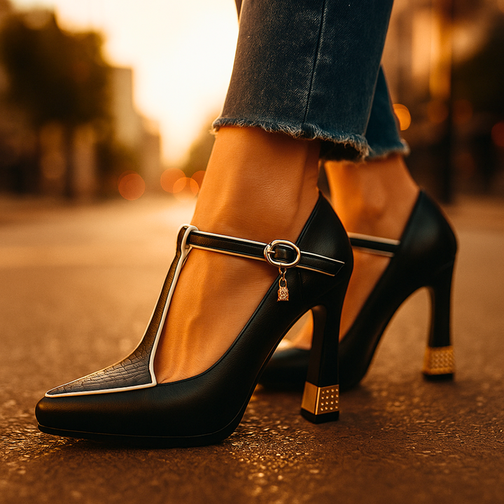 Gina™ | Embellished T-Strap Heels