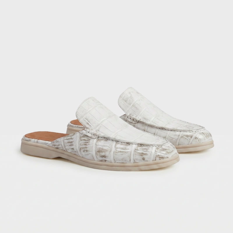 Michael Sydney men's textured mules in white, front view