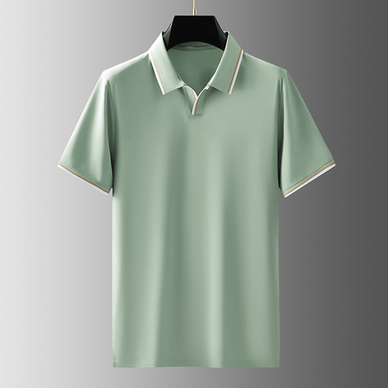 Michael Sydney men's Refined Polo Shirt with Flowing Drape, front view