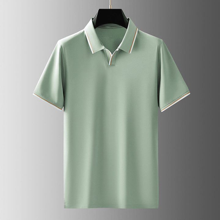 Michael Sydney men's Refined Polo Shirt with Flowing Drape, front view