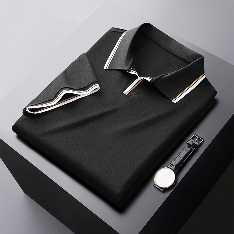 Michael Sydney men's Refined Polo Shirt with Flowing Drape, front view
