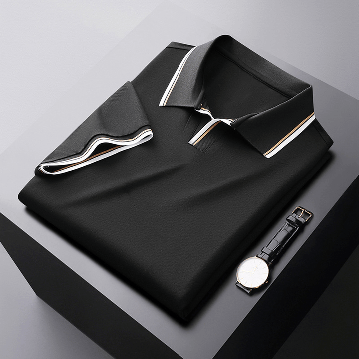 Michael Sydney men's Refined Polo Shirt with Flowing Drape, front view